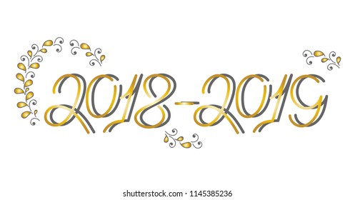  2018-2019. Calligraphy.  Vector illustration on white background