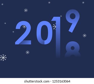 2018-2019 change represents the new year 2019,clean illustration background with snow
