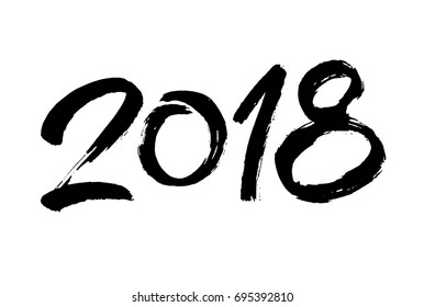2018Hand drawn lettering vector art. Modern brush calligraphy. Ink illustration for your design. Isolated on white background. Vector Illustration.