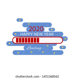 2019 to 2020 loading bar - 2020 Happy New Year Background. Vector template bar with sparkles and stars for greeting card, web, brochure or poster