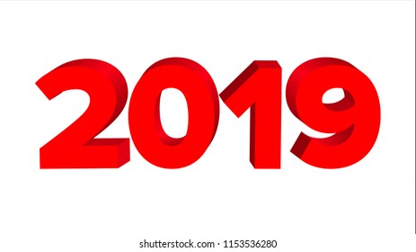 2019 3D Sign Vector. Numbers 2019 Sign. Brochure. Holiday Happy New Year Celebration Banner, Card. Illustration

