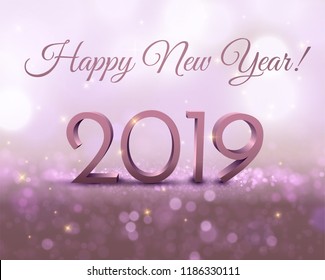 2019 abstract holiday new year background with shiny defocused light bokeh. Vector eps10.