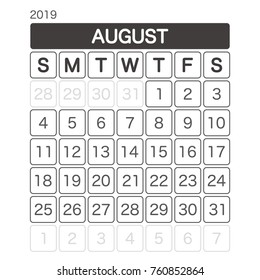 2019 AUGUST Calendar Planner Design.