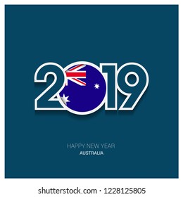 2019 Australia Typography, Happy New Year Background