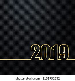 2019 Black Background New Year or Christmas  creative greeting card design Golden numbers 