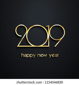 2019 Black Background New Year or Christmas  creative greeting card design Golden numbers