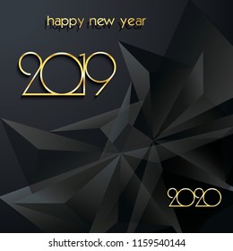 2019 Black Background New Year or Christmas  creative greeting card or calendar design Golden numbers. 2020
