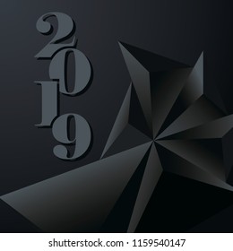 2019 Black Background New Year or Christmas  creative greeting card or calendar design 