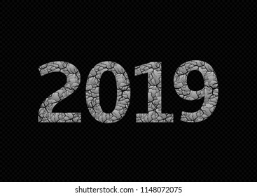 2019 Broken silver numbers. Happy New Year and Merry Christmas