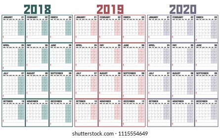 2019 calendar, calendar 2018, calendar 2020, abstract composition, vector illustration