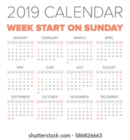 2019 Calendar