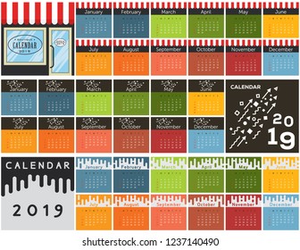 2019 calendar collection. Cover and months