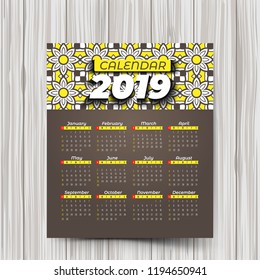 2019 Calendar with colorful patterns