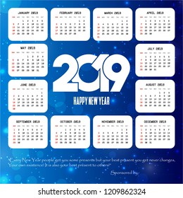 2019 calendar with creative design vector