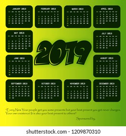 2019 calendar with creative design vector