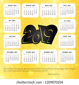 2019 calendar with creative design vector