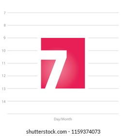 2019 Calendar day 7 planner red background