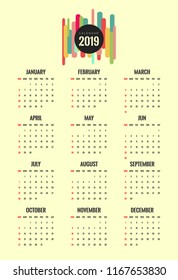 2019 Calendar Design