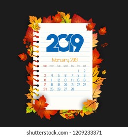 2019 calendar design with dark background vector
