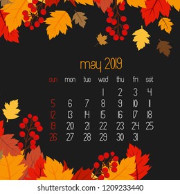 2019 calendar design with dark background vector