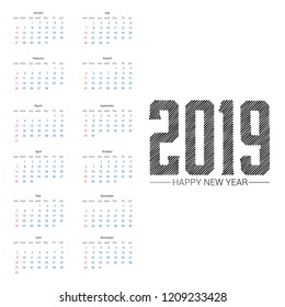 2019 calendar design with light background vector