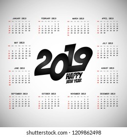 2019 calendar design with light background vector