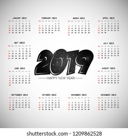 2019 calendar design with light background vector