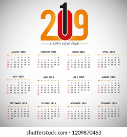 2019 calendar design with light background vector