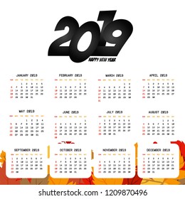 2019 calendar design with light background vector