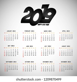 2019 calendar design with light background vector