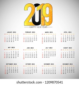 2019 calendar design with light background vector