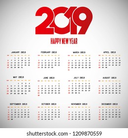 2019 calendar design with light background vector
