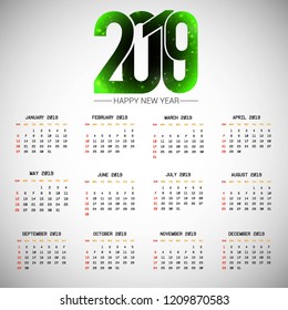 2019 calendar design with light background vector