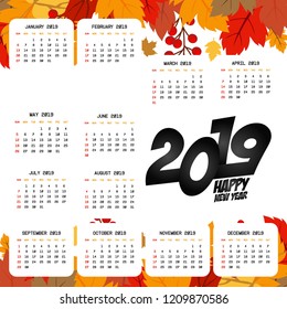 2019 calendar design with light background vector