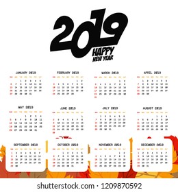2019 calendar design with light background vector