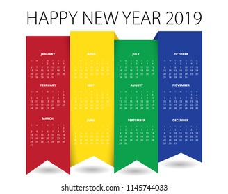 2019 Calendar Design for print or background