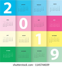2019 Calendar Design for print or background