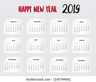 2019 Calendar Design for print or background
