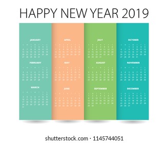 2019 Calendar Design for print or background