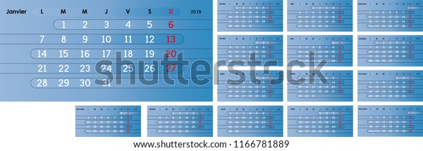 Mmsd Calendar 2022 2019 Calendar French Stock Vector (Royalty Free) 1166781889