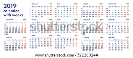2018 week number calendar