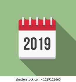 2019 Calendar icon, flat design, vector eps10 illustration