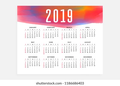 2019 calendar layout concept design
