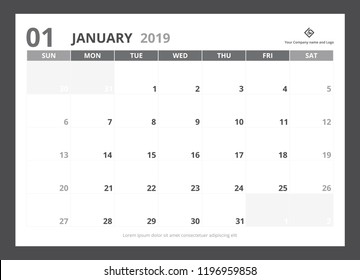 2019 Calendar Planner A5 Size Template Stock Vector (Royalty Free 2019 Calendar Planner A5 Size Template Stock Vector (Royalty Free