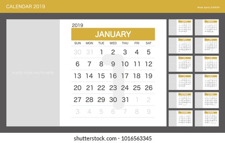 2019 Calendar Planner Design.