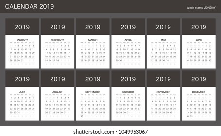 2019 Calendar Planner Design.