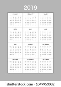 2019 Calendar Planner Design.