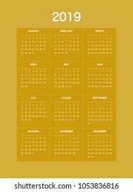 2019 Calendar Planner Design.