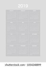 2019 Calendar Planner Design.