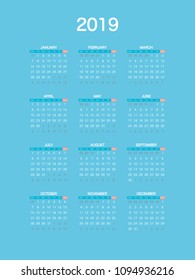 2019 Calendar Planner Design.
